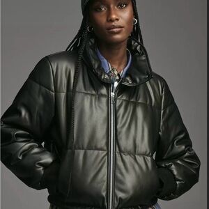 Faux leather puffer jacket